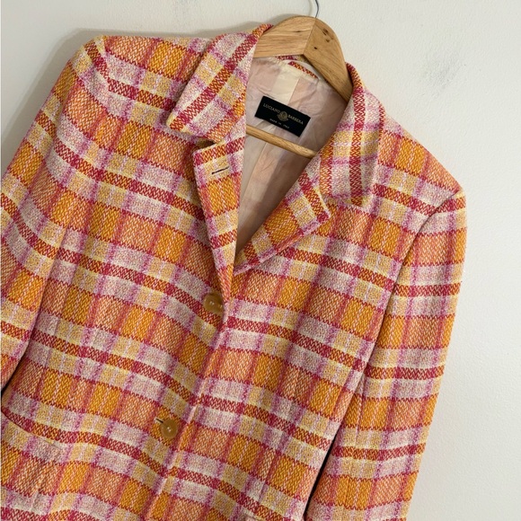 Luciano Barbera Pink Orange Silk Wool Blazer US Medium EU 46 - Picture 2 of 15